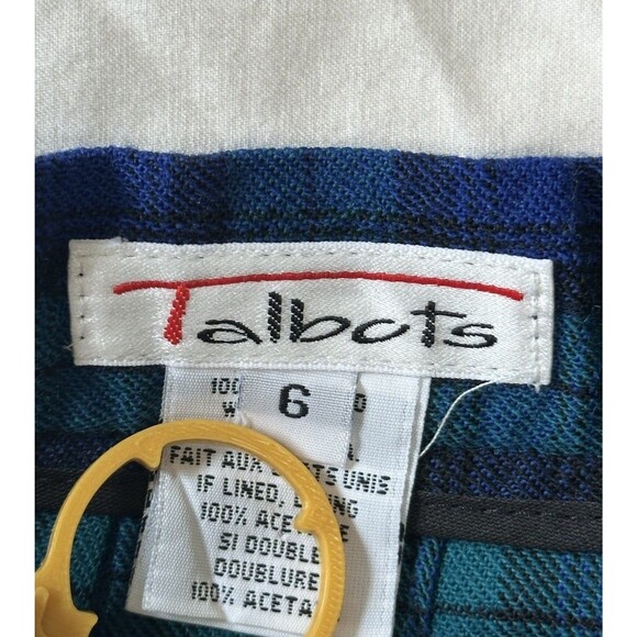 Vintage Talbots 100% Worsted Wool Tartan Plaid Kilt Style Wrap Skirt Fringe Sz 6 - Picture 7 of 11